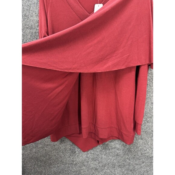 Soft Surroundings Madeline Tunic Sz Medium Moroccan Red Asymmetrical Long Sleeve - Picture 3 of 9